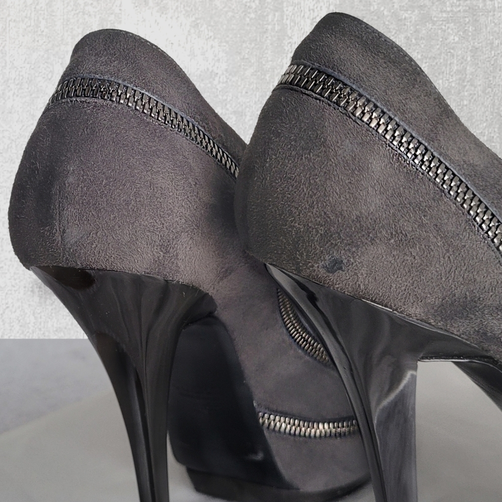 Gucci Pixie Gray Suede Pixie Pump Zipper Platform… - image 4